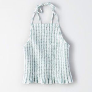 NWT American Eagle Cropped Smocked Halter Top XL